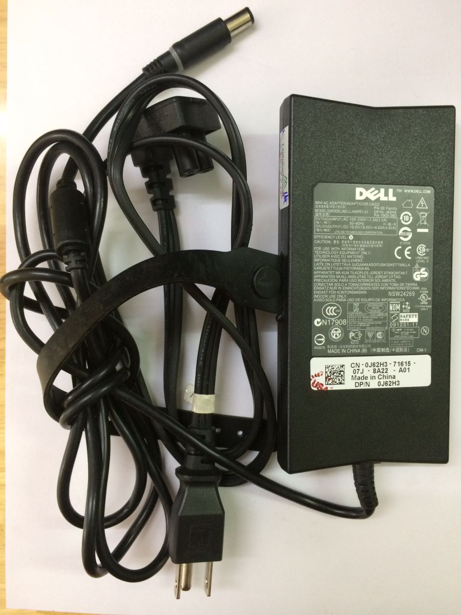 Sạc Laptop Dell Slim Hàng Zin 19.5v-4.62a 90W có đèn sáng đầu sạc